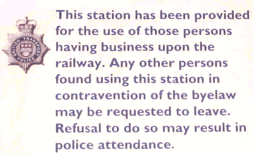 This station has been provided for the use of those persons having business upon the railway